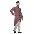 thumbnail image 2 of Atasi Kurta à Manches Longues Imprimé, Boutonné, Asymétrique, Kurta de Designer pour Garçons, 2 of 5