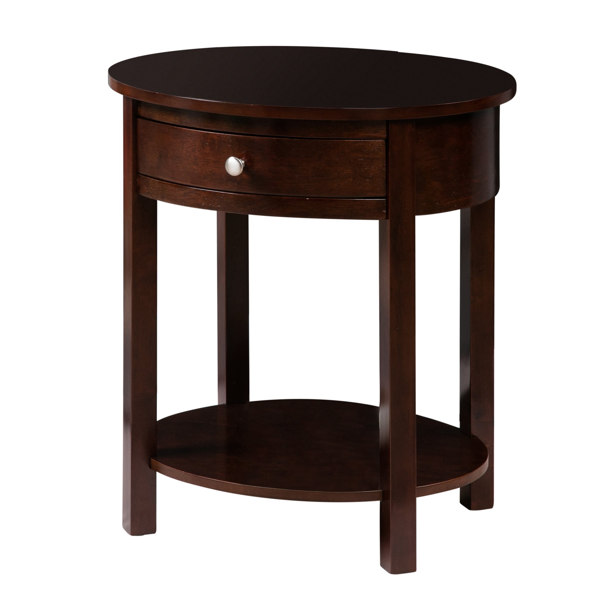 Convenience Concepts End Table Nightstand Bedside Oval in Wood - Espresso