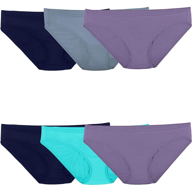 Fruit Of The Loom Womens Lightweight Microfiber Bikini 6 Pack, 8, Assorted