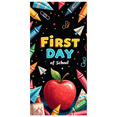 thumbnail image 2 of Colorful Backdrop Banner with Apple and School Elements for First Day of School Party Supplies Photography Props Decorations School Events Classroom Decor Back to School Celebrations, 2 of 4