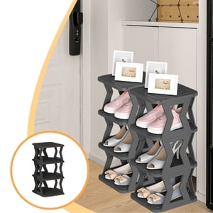 LSLJS Shoe Rack 4 Tier Household Doorway Sturdy Narrow Small Crevice Entry Shoe Cabinet Multifunctional Shoe Storage Shelves for Bedroom Closet Entrance Hall Bedroom, Shoe Rack