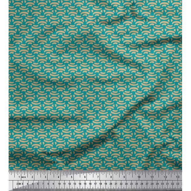 Soimoi Polyester Crepe Fabric Brush Stroke Abstract Decor Fabric Printed Yard 42 Inch Wide