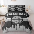 thumbnail image 1 of YST Sports Theme Bedding Set, 7-Piece, Basketball, Twin, Black Grey, Comforter Set, 1 of 4