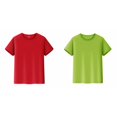 thumbnail image 1 of Lot de 2 (Rouge 1 Pce et Vert 1 Pce) Multipack Camisoles Hautes T-Shirts Courts Hauts Thermiques Manches Haut Uni T-Shirts Garçon et Fille Unisexe Enfants Col Rond T-Shirt, 1 of 8
