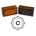 thumbnail image 1 of Printtoo Square Swirl Border Alphabet C Monogram Wood Mounted Rubber Stamp Office Stationary, 1 of 5