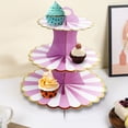 thumbnail image 1 of Three Tier Cake Stand, Foil Decorated Paper Display, Birthday Party Anniversary Event, Multi-Level Dessert Tower, Easy Assembly Storage, Centerpiece for Celebrations, 1 of 9