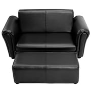 Patiojoy Kids Sofa Upholstered Lounge Children Couch Ottoman w/ Armrest Black