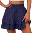thumbnail image 1 of Timegard Wide Leg Shorts for Women Elastic Waisted Smocked Ruffle Bottom Flowy Lounge Shorts Beach Wear, 1 of 5