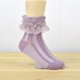 thumbnail image 1 of RXIRUCGD 3PC Children's Lace Lace Girls' Socks Cotton Mesh Princess Socks Cute Mid Length Socks( Purple, Size:L ), 1 of 3