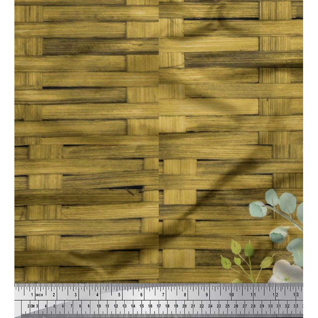 Soimoi Green Polyester Crepe Fabric Check,Leaves & Floral Print Fabric by Yard 42 Inch Wide
