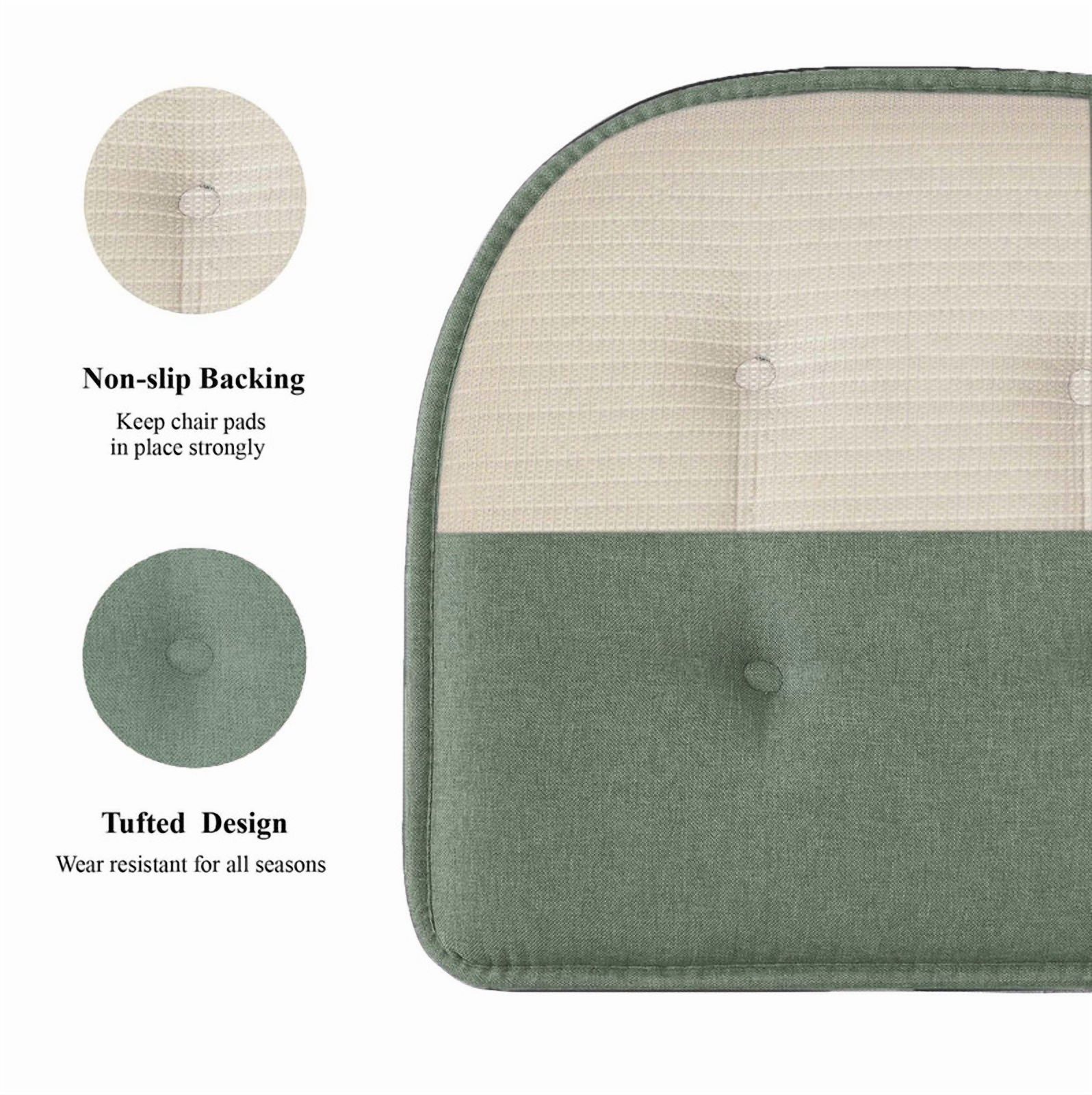 Coussins de chaise en mousse à mémoire de forme en forme de U, capitonnés et antidérapants, pour chaises de bureau et de cuisine, ensemble de 6, vert