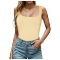 thumbnail image 1 of Hauts Grande Taille Crop Tops Femmes Col Carré Sans Manches Double Couche Débardeur Serré pour Femmes, 1 of 5