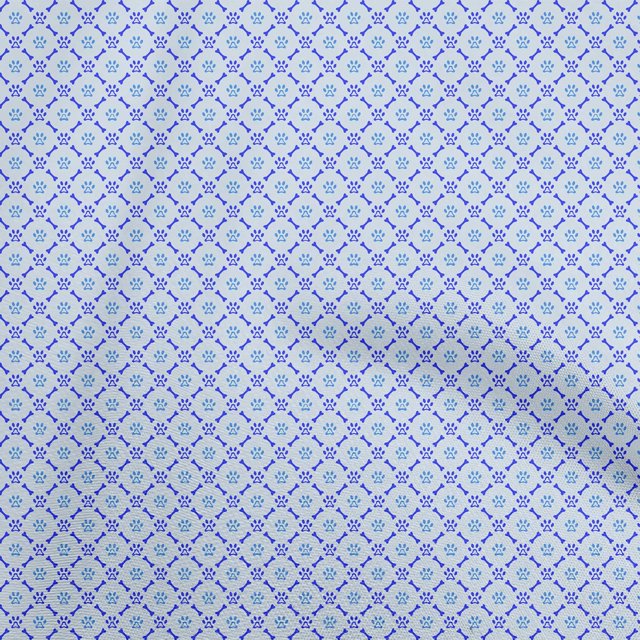 oneOone Cotton Poplin Blue Fabric Bone & Paw Craft Projects Decor Fabric Printed By The Yard 42 Inch Wide