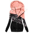 thumbnail image 1 of Qertyioot Offres des Fêtes Économies! Femmes Hiver Décontracté Veste à Imprimés Camouflage Chandail à Fermeture Éclair Manteau à Manches Longues, 1 of 3