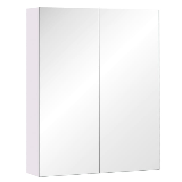 Armoire de Pharmacie Murale HOMCOM avec miroir et Tablette réglable, blanc. une Armoire à Pharmacie Murale avec Doubles Portes miroir, Fabriquée en MDF durable à Fini Lilas Clair. Comprend une Tablette Ajustable pour un Rangement Polyvalent dans la Salle de Bain et des Charnières d'Amortissement pour une Fermeture en Douceur des Portes. Conception Gain de Place avec dimensions : 23,5 Pouces de Large, 6 Pouces de Profondeur et 29,5 Pouces de Hauteur.