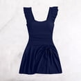 thumbnail image 4 of Womens One Piece Swimdress Cute Ruffle Tummy Control Skirt Swimsuit Drawstring Split Hem Swim Dresses, 4 of 6