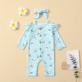 thumbnail image 4 of Xingqing 2PCS Infant Baby Girls Floral Printing Long Sleeve O-Neck Button Jumpsuit Suit, 4 of 8