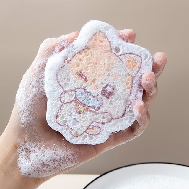 Oleegame 1PC Ten Dollar Items Cartoon Dish Cloth Compressed Sponge Wipe Dishwashing Sponges Rag For Home Kitchen Pot Dishes Bowls Cleaning Tool