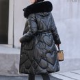 thumbnail image 4 of CEHVOM Manteau Long Matelassé en Coton Brillant pour Femme à Manches Longues avec Capuchon Liquidation, 4 of 5