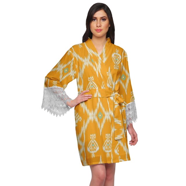 Moomaya Cotton Robes For Women Lightweight Printed Short Bridesmaid Robes