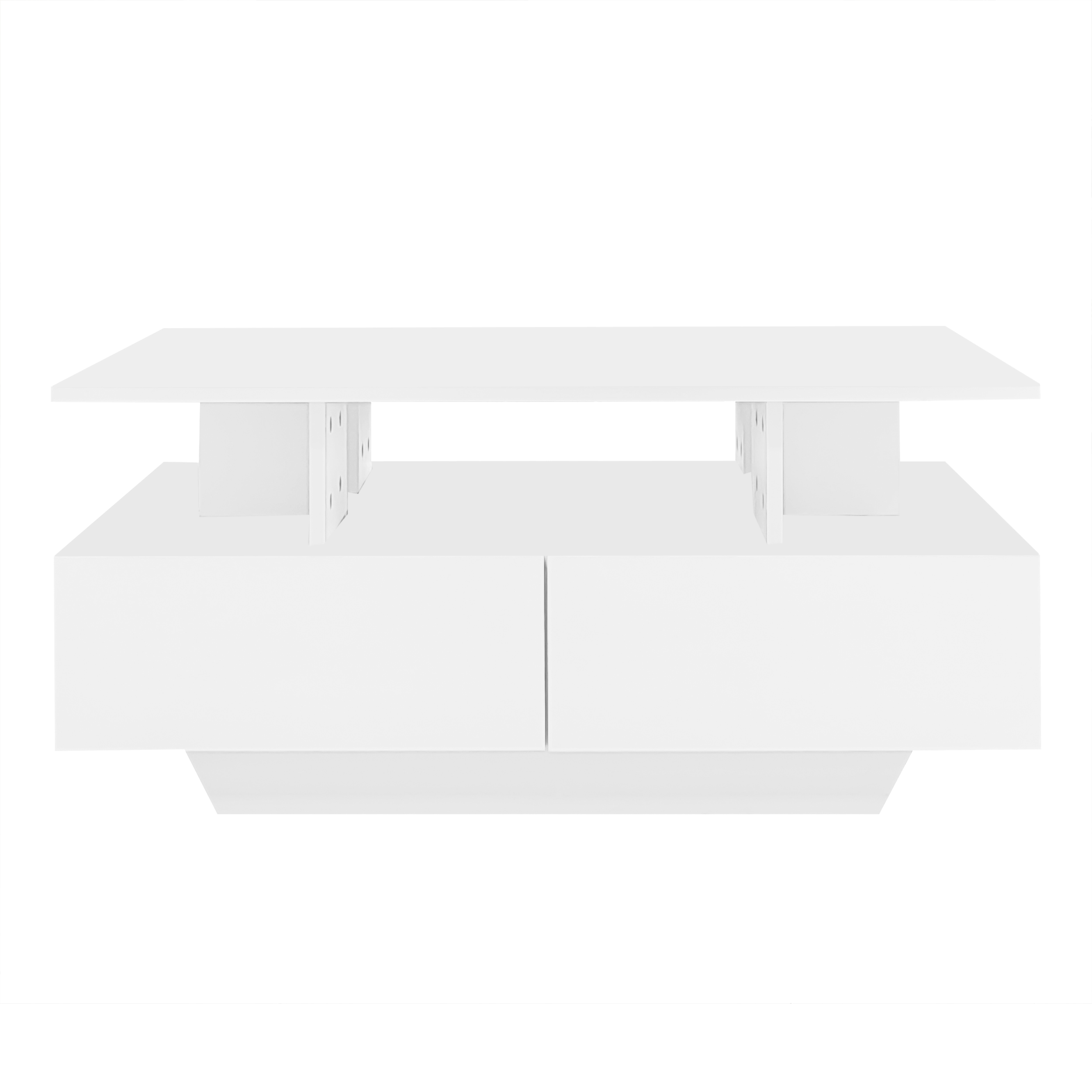 Homy Casa, table basse blanche avec DEL, 2 tiroirs, rangement ouvert et contrôle Bluetooth par appli pour salon