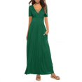 thumbnail image 1 of New Women's V Neck Solid Color Short Sleeve Casuak Maxi Dress, 1 of 4