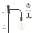 thumbnail image 4 of Holden 1-Light Long Arm Matte Black Plug-In or Hardwire Wall Sconce with Matte Brass Socket, 4 of 7