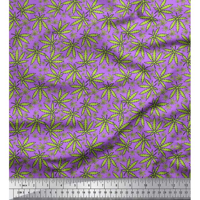 Soimoi Rayon Fabric Chestnut Leaves Decor Fabric Printed Yard 56 Inch Wide