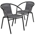 thumbnail image 1 of Flash Furniture Lot de 2 Chaises Empilables de Restaurant en Rotin Gris pour Intérieur-Extérieur, 1 of 5