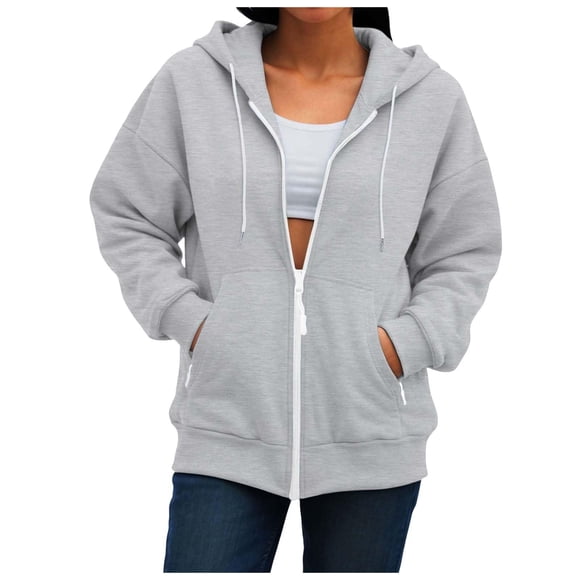 Grrvtrz Chandails à Capuche Zippés pour Femmes Chandails Surdimensionnés Tenues d'Automne Mode Vestes Décontractées Vêtements d'Hiver 2025