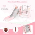 thumbnail image 3 of Costway Toddler Slide and Swing Set 4-in-1 Indoor Playground with Extended Slide & Swing Pink, 3 of 10