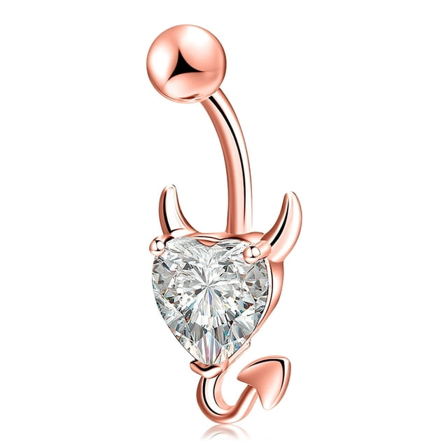 SNNROO 14G Belly Button Ring CZ Shiny Belly Rings 316L Surgical Steel Button Piercing Gold