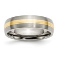 thumbnail image 1 of Titane Rainuré 14k Incrustation Jaune 6mm Brossé Bague 6 Taille, 1 of 6