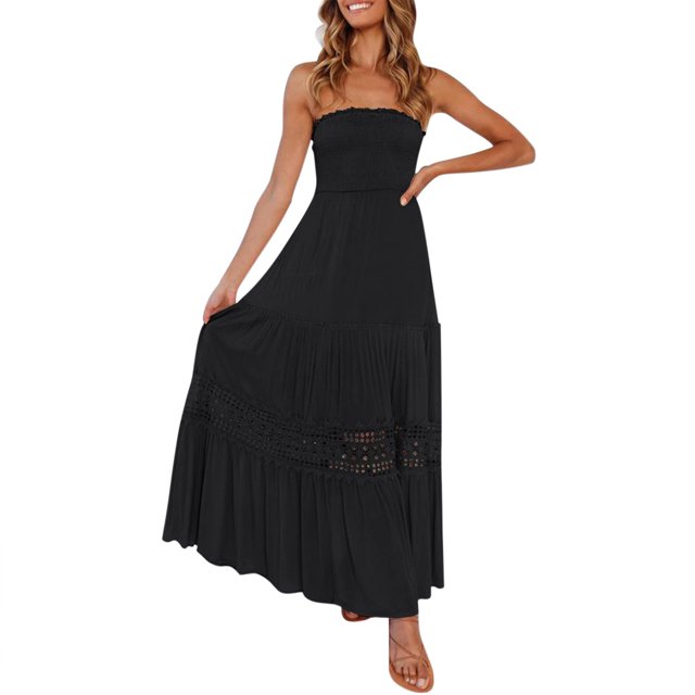 Ketyyh-chn99 Robes d'Invitée de Mariage pour Femmes 2024 Robe Courte Robe de Fête Robes d'Été Mode Femmes Uni Décontracté Sans Manches Vacances Robe à Boutons Noir,P