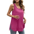 thumbnail image 1 of AherBiu Camisoles Surdimensionnées pour Femmes Col Ras du Cou Fente Été Décontracté Ample Sans Manches Haut T-Shirts Chemises, 1 of 7