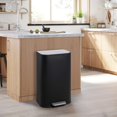 thumbnail image 4 of Kitchen Trash Can, Stainless Steel Garbage Can With Soft-Close Lid, Foot Pedal and Removable Inner Basket, Black Rectangular Small Step Waste Bin for Office Bedroom Bathroom Living Room, 4 of 8