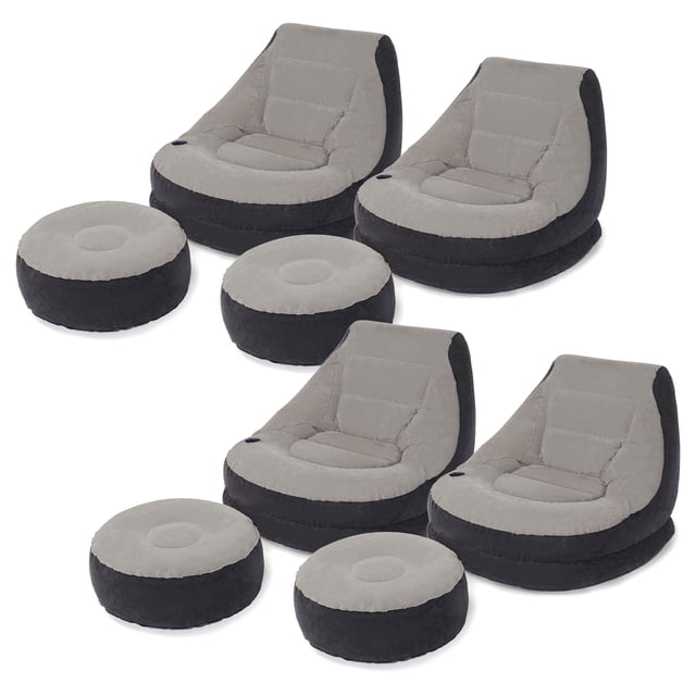 Intex Fauteuil Lounge Gonflable Ultra avec Porte-Gobelet et Pouf, Ensemble (Lot de 4)