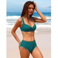 thumbnail image 2 of Charmo Women Twist High Waisted Bikini Swimwear Two Piece Ruched Tummy Control Swimsuit, 2 of 6