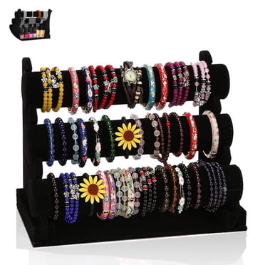 YOYTOO 3 Tier Jewelry Organizer Display Stand, T-Bar Velvet Bracelet Necklace Stand Holder