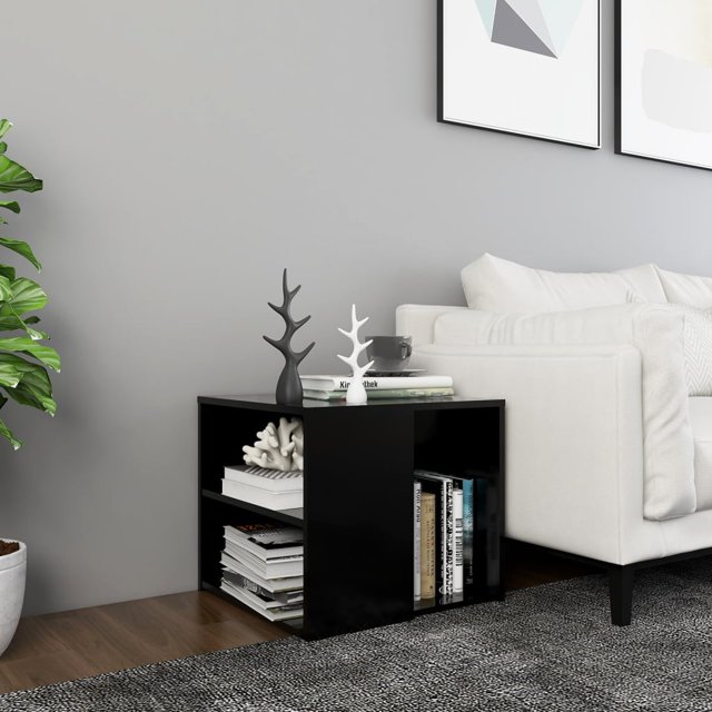 vidaXL Table d'Appoint Noir 50x50x45 cm Bois d'Ingénierie