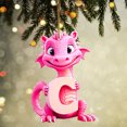 thumbnail image 1 of Fridja Personalized Dinosaur Christmas Ornament 26 Letters Hanging Pendant Ornaments 2024 Plastic Initial Monogram Xmas Tree Decorations with Hanging Rope Unique Customized Fun Gift for Kids, 1 of 3