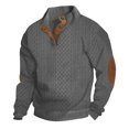 thumbnail image 1 of FAIWAD Mens Long Sleeve Pullover Tops Stand Collar Button Down Classic Color Block Plus Size Tops, 1 of 4