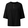 thumbnail image 4 of WEIYLL T-Shirts Women Classic With Button Detail Short Sleeve Spring Summer Black Tee Sizes XL, 4 of 5