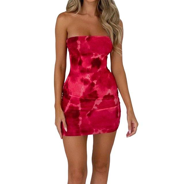 Fortune Robe Tube Bohème pour Femmes Sans Manches Moulante Mini Robes