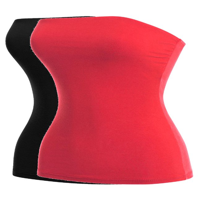 CHUANK Haut Bandeau Long Tube Basique Uni Extensible en Coton pour Femmes, Lot de 2