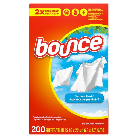 Bounce Dryer Sheets, Outdoor Fresh Scent, 200 Count