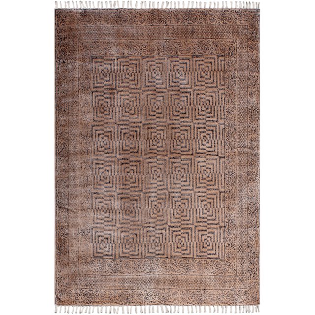 Casavani Handmade Cotton Area Rug Outdoor Patio Children Playroom Rug,Brown 4'x10' ft