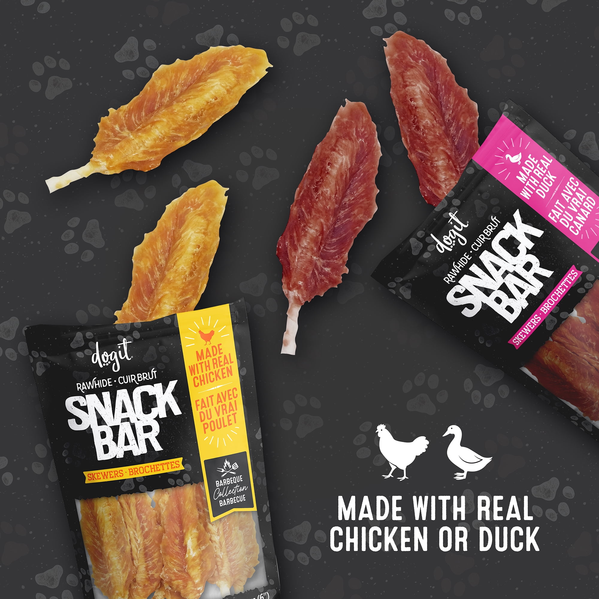 Brochettes de canard et peau de bœuf Dogit Snack Bar, 15 cm (6 po), 100 G
