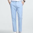 thumbnail image 4 of Summer Savings Mrasaso Men Pants, Man Solid Color Straight Barrel Pockets Button Full Length Pants, 4 of 6