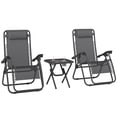 thumbnail image 1 of Outsunny Ensemble de Chaises à Gravité Zéro avec Table Pliante et Plateaux Porte-Gobelet Gris, 1 of 10